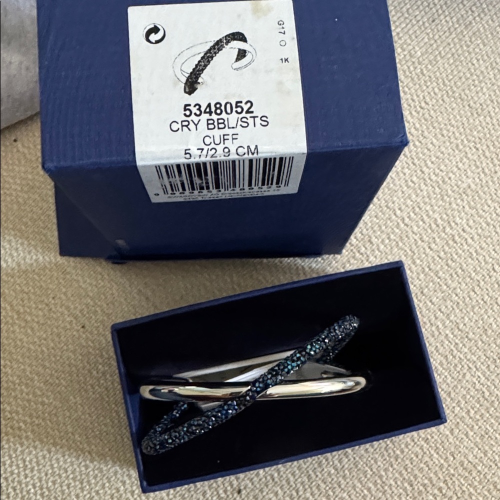 Swarovski Silver and Blue Crystal Cuff